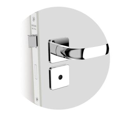 Imagem de Fechadura Icaro Banheiro Roseta Quadrada 40mm Cromada ROS24 Soprano