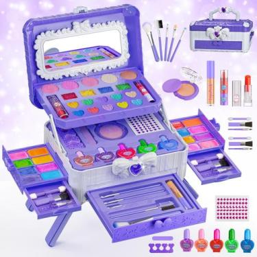Imagem de Conjunto de maquiagem Massiuve Kids para meninas com penteadeira e esp