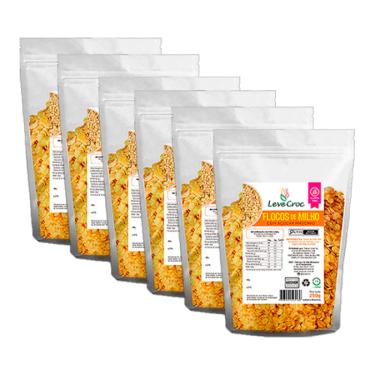 Imagem de Kit 6X: Flocos de Milho com Açúcar Mascavo Sem Glúten Leve Croc 250g