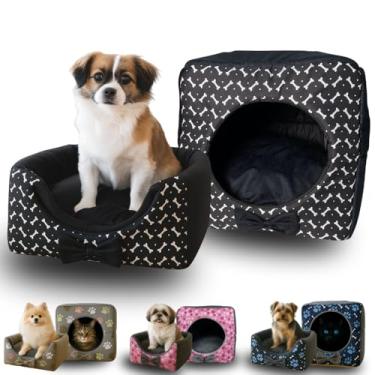 Imagem de Cama Toca Iglu Pet 3x1 Suede Caminha Gato e Cachorro (Preta)