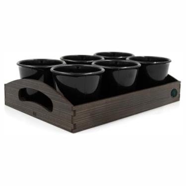 Imagem de Conjunto de Bandeja com 6 Xícaras de Acrílico - Kit Xícaras para Café com Bandeja Moderna