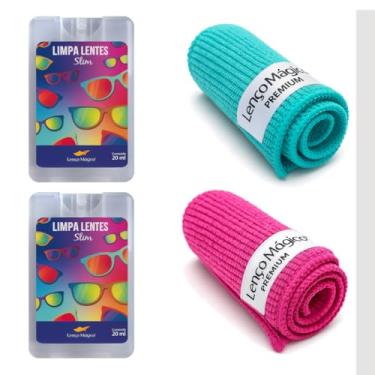 Imagem de Lenço Mágico - Kit Limpeza Total com 2 Spray Slim 20ml Portátil Inodoro e 2 Lenços Premium Microfibra 15x15cm Limpa Lente Óculos Celulares Câmeras e Eletrônicos