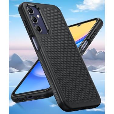 Imagem de Capa para Samsung Galaxy A15 4G/5G de camada dupla protetora leve com traseira texturizada antiderrapante para celular militar - Capa protetora protetora resistente e durável à prova de choque (preto)