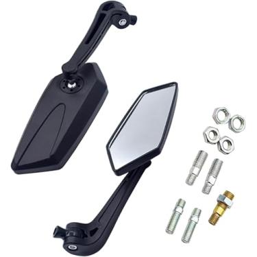 Imagem de Lusfcnze Com parafuso de 8 mm e 10 mm, espelhos de motocicleta ajustáveis HD + 360° para guidão, acessórios de motocicleta, espelho retrovisor amplo angular para scooter, quadriciclo, bicicleta suja