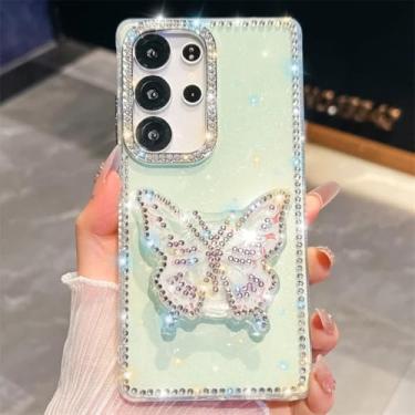 Imagem de Capa para Galaxy A15 5G Glitter Star Butterly Stand Capa de celular fofa (para Galaxy A15 5G/verde)