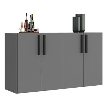 Imagem de Aparador Buffet 4 Portas Suspenso Viena V3605 Grafite/Preto Grafite/Pr