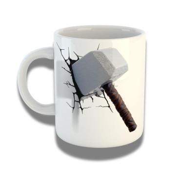 Imagem de Caneca De Porcelana 325ml Com Design 3d Exclusivo Martelo Do Thor
