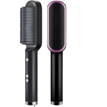 Imagem de Escova Alisadora Bivolt 5 em 1 - Alisa, Hidrata, Modela, Alinha e Anti-Frizz (Preto)