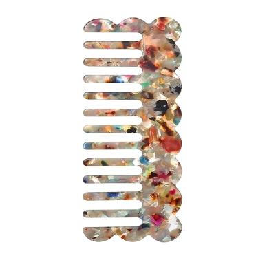 Imagem de Pente de dentes largos, pente largo de acetato, pente grande para chuveiro de dentes, pente desembaraçador de dentes largos, para cabelos cacheados grossos, 13,5 x 6 cm, cores sortidas