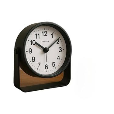 Imagem de Relogio de Parede, Relógio Despertador Analógico Moderno Gira 360 Graus - com Pilhas, 10×10cm, Estilo Vintage(PRETO)