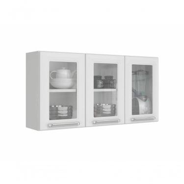 Imagem de Armario Aéreo Com Vidro Cozinhas Itatiaia Luce 3 Portas Branco