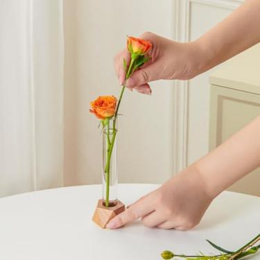 Imagem de Vaso hidropônico de base pentagonal para arranjos de flores, design elegante de tubo de ensaio, decoração de mesa moderna para casa, sala de estar e escritório