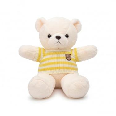 Imagem de Urso de Pelúcia com Blusa Listrada 50cm – Macio, Fofo e Perfeito para Presentear (CREME)