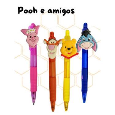 Imagem de 04 Canetas esferográficas Ursinho Pooh e amigos caneta para lembrancin