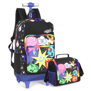 Imagem de Kit Mochila de Rodinhas Infantil Disney Divertidamente com Lancheira Preto
