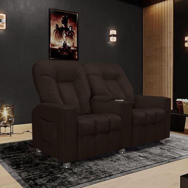 Imagem de Poltrona Reclinável 2 Lugares Para Sala De Cinema Arsenal Pu Marrom