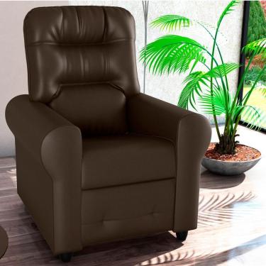 Imagem de Poltrona Reclinável Para Descanso Thalia Sintetico Marrom