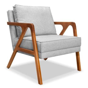 Imagem de Poltrona Decorativa Laura Base Madeira Cinza Claro