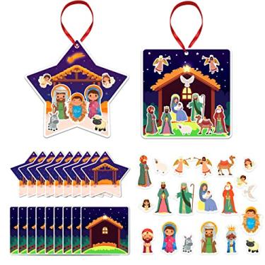 Imagem de Nativity Scene Sticker Ornament Craft Kit - Christmas DIY Nativity Stickers for Kids - Multicolor Paper- 12 Sets - Unisex - Ages 3+