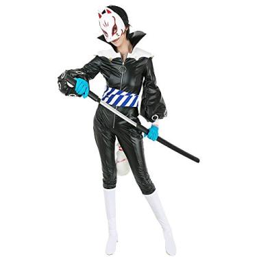 Imagem de miccostumes Fantasia masculina Phantom Thief Fox Cosplay Black Bodysuits com cauda e luvas (ML)