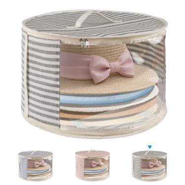 Imagem de ComfortKeeper 1 caixa de armazenamento de chapéu com janela transparente, comporta até 7 bonés de cowboy bolsa organizadora para armário para chapéus de aba larga com alças de transporte, cinza