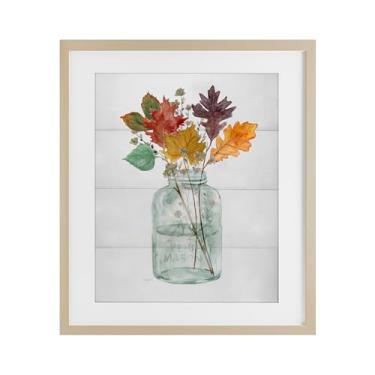 Imagem de Stupell Industries Harvest Home Leaves Jar Impressão emoldurada de bétula sob vidro, design de Livi Finn, 40 x 33