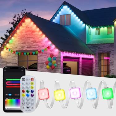 Imagem de Umidkin Luzes externas duráveis, 1,8 m, 36 luzes LED eternidade, RGB+IC Smart Eaves, IP67 à prova d'água, para Halloween, Natal, férias, festa, compatível com Alexa