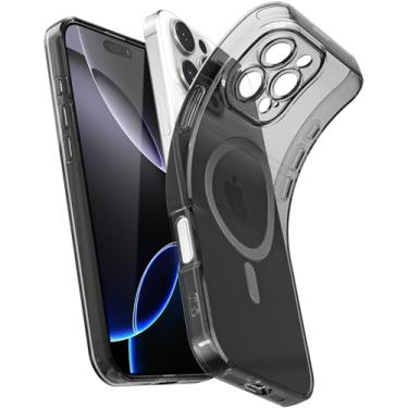 Imagem de Svanove Capa magnética transparente para iPhone 16 Pro Max, compatível com Magsafe Slim Thin Transparente Mag Safe Case para mulheres e meninas, capa de borracha de silicone macia fofa com capa para