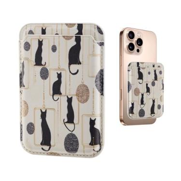 Imagem de FiitCASE Suporte magnético para cartão MagSafe - carteiras de telefone com design fofo de couro PU para mulheres adolescentes e meninas finas para iPhone 16/15/14/13/12 Pro Max, serve para 3 cartões