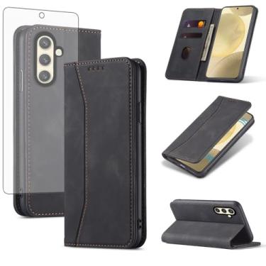 Imagem de Asuwish Capa carteira flip para celular Samsung Galaxy S24 FE 5G com protetor de tela de vidro temperado, fecho magnético, capa fólio, compartimento para cartão de crédito, suporte para celular S 24