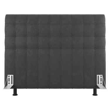 Imagem de Cabeceira Cama Box Casal Queen Size Dahlia 160Cm Com Frame Suede Cinza Escuro - Abmaza