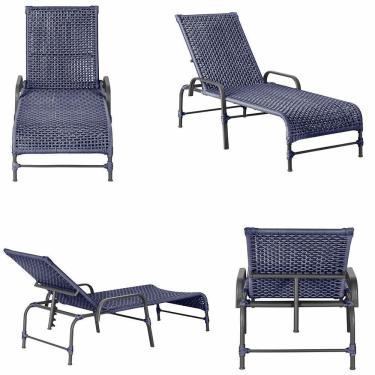 Imagem de Espreguiçadeira Catar Corda Náutica Alumínio Jardim Piscina Azul