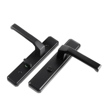 Imagem de Fechadura de porta reversível sem chave para banheiro 110 furos trava de maçaneta única preta (110-40)