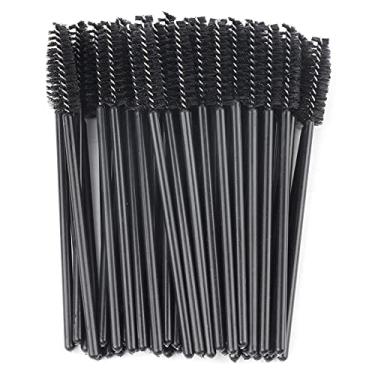 Imagem de 100 unidades de pincel descartável para cílios, varinhas de rímel, aplicador, conjunto de pincéis de maquiagem, algodão plástico, 5 cores, rosa, azul, rosa, vermelho, preto, (Preta)