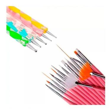 Imagem de Kit Manicure 15 Pincéis + 10 Boleadores Profissional