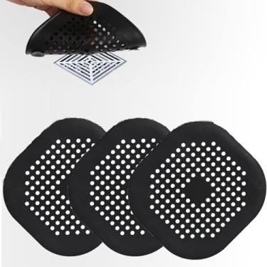 Imagem de 3 peças coletor de cabelo para ralo de chuveiro, rolha de banheira, protetores de ralo doméstico, capa de pia de armadilha de água para banheiro, banheira e cozinha