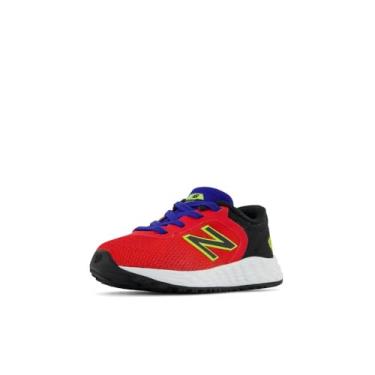 Imagem de New Balance Tênis de corrida infantil Fresh Foam Arishi V2 Bungee, Neo Flame/Preto/Limonada, 4 Wide Infant
