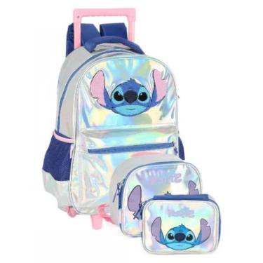 Imagem de Mochila Escolar Stitch  Lancheira Com Alça  Estojo 1 Zíper Cor Pratead