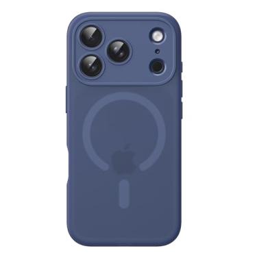 Imagem de JETech Capa Fosca para iPhone 17 Pro 6,3 Polegadas Compatível com MagSafe, Proteção Total da Lente da Câmera, Case Capinha Macia de TPU Fosco Translúcido, Anti-Impressão Digital (Azul-intenso)
