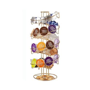 Imagem de Prateleira Giratória para Cápsulas de Café com Sacola Armazenamento Recuperação Conveniente Economia Espaço Suporte Está