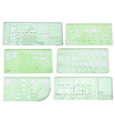 Imagem de Modelo de desenho de arquitetura multifuncional Réguas DIY Pintura Kit de régua oca Ferramentas profissionais de desenho de plástico para arquitetos, engenheiros, estudantes e ((Nº 3) Conjunto de 6 peças)