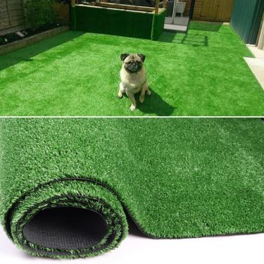 Imagem de PENFHF Tapete de grama artificial 1,0 m ¡Á 10 pés, tapete de grama falsa com drenagem, 1 cm de altura para uso externo, interior, tapete de grama sintética realista para cães, pátio, varanda, quintal