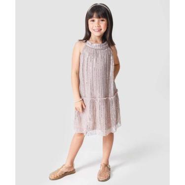 Imagem de Vestido Infantil Sem Manga Tule Paetê Marisa Tam 4 a 1-55046, 6, Rosê