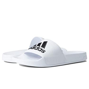 Imagem de adidas Sandália de chuveiro Adilette unissex para adultos, branco/preto/branco, 12