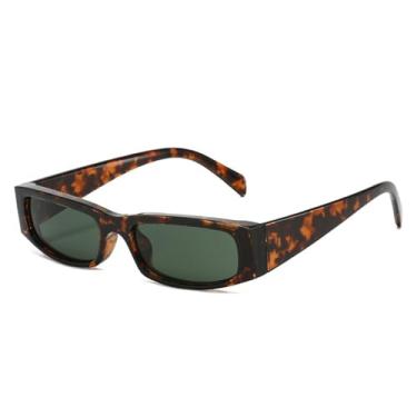 Imagem de Óculos de Sol Pequenos com Dobradiças de Metal e Estampa de Leopardo em Cores Doces, Proteção UV400, Ideais para Esportes ao Ar Livre, Corrida e Ciclismo. Estampa de Leopardo Verde Escuro