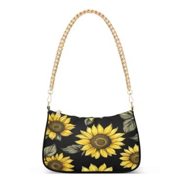 Imagem de CEBUGI Bolsas transversais femininas bolsa de ombro girassóis bolsa clutch elegante com alça de corrente