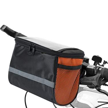 Imagem de Bolsa para guidão de bicicleta frontal grande capacidade com bolsos laterais rede refletivos cestas acessórios