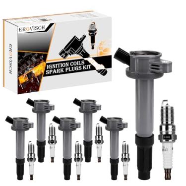 Imagem de Pacote 6 UF486 Bobina de ignição e vela de ignição - Compatível com Ford Lincoln Mazda Mercury - Escape Fusion Zephyr Tribute Mariner Milan - Motor 3.0L V6 - Substitui # 6E5E-12A375BA C1594