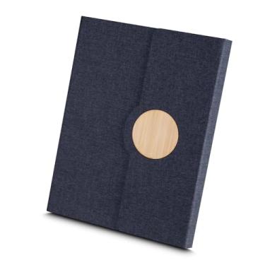 Imagem de Caderno de Anotações com Capa Dura em Poliéster, 80 Folhas Pautadas, Cor Bege, com Elástico (Caderno Bambu Cinza)