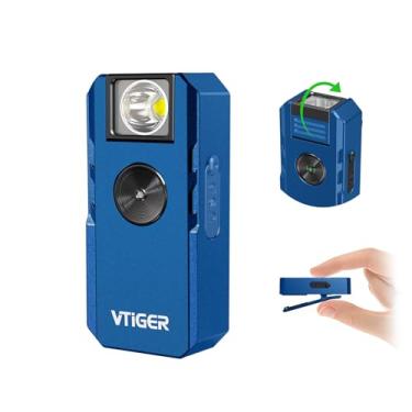Imagem de VTIGER Lanterna C1 recarregável EDC, luz de encaixe, 1300 lúmens, potente mini clipe giratório portátil, multimodos, à prova d'água IPX6, luzes magnéticas de bolso pequenas para ciclismo, trabalho